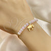 Oro Laminado Charm Bracelet, Gold Filled Style Elephant and Snake Design, with White and Pink Opal, Polished, Golden Finish, 03.32.0221.07 (7 Inches Length)
