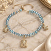 Oro Laminado Adjustable Bolo Bracelet, Gold Filled Style Turtle and Snake Design, with Aquamarine Crystal, Blue Polished, Golden Finish, 03.32.00234.07 (7 Inches Length)