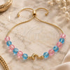 Oro Laminado Adjustable Bolo Bracelet, Gold Filled Style Dolphin and Snake Design, with Aquamarine and Pink Crystal, Polished, Golden Finish, 03.32.0235.07 (7 Inches Length)