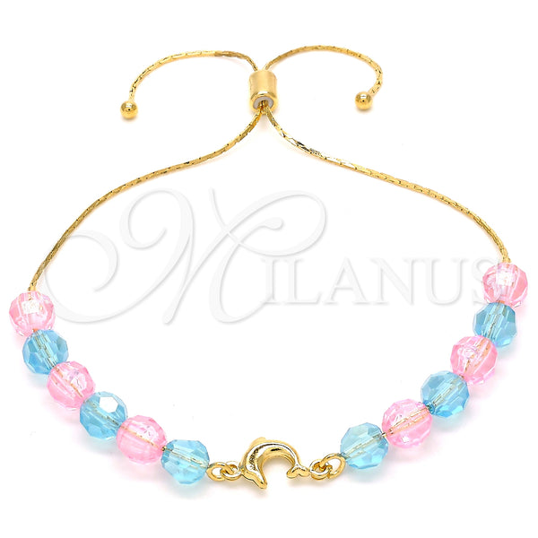 Gold Filled Bracelet — Adjustable Bolo Bracelet Dolphin and Snake Design with — main product view — SKU 127128 | Oro Laminado brazalete — Adjustable Bolo Bracelet Dolphin and Snake diseño with — SKU 127128