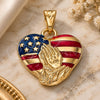 Oro Laminado Religious Pendant, Gold Filled Style Judaica and Heart Design, Polished, Golden Finish, 03.32.0241