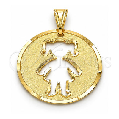 Oro Laminado Fancy Pendant, Gold Filled Style Little Girl Design, Matte Finish, Golden Finish, 03.32.0243