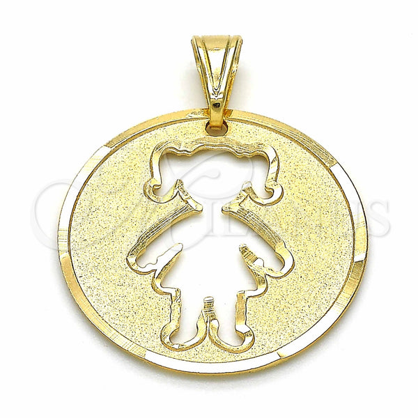 Gold Filled Pendant — Fancy Pendant Little Girl Design Matte 03.32. — main product view — SKU 127136 | Oro Laminado dije — elegante Pendant Little Girl diseño Matte 03.32. — SKU 127136