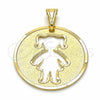 Oro Laminado Fancy Pendant, Gold Filled Style Little Girl Design, Matte Finish, Golden Finish, 03.32.0243