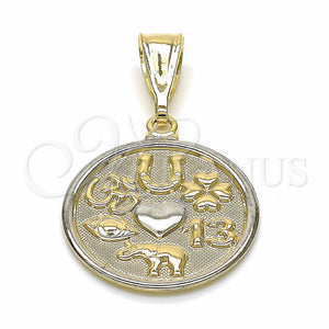 Gold Filled Pendant — Religious Pendant Four-leaf Clover and Evil Eye Design — main product view — SKU 127138 | Oro Laminado dije — Religious Pendant Four-leaf Clover and Evil Eye diseño — SKU 127138