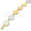 Oro Laminado Fancy Bracelet, Gold Filled Style Elephant Design, Polished, Tricolor, 03.63.2036.07 (18 MM Thickness, 7 Inches Length)