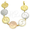 Oro Laminado Fancy Bracelet, Gold Filled Style Elephant Design, Polished, Tricolor, 03.63.2036.07 (18 MM Thickness, 7 Inches Length)