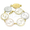 Oro Laminado Fancy Bracelet, Gold Filled Style Elephant Design, Polished, Tricolor, 03.63.2036.07 (18 MM Thickness, 7 Inches Length)