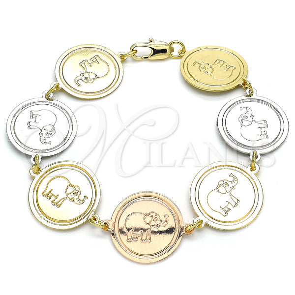 Gold Filled Bracelet — Fancy Bracelet Elephant Design Polished Tricolor 03.63. 18 — main product view — SKU 127139 | Oro Laminado brazalete — elegante Bracelet Elephant diseño pulido Tricolor 03.63. 18 — SKU 127139