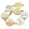 Oro Laminado Fancy Bracelet, Gold Filled Style Guadalupe Design, Polished, Tricolor, 03.63.2037.07 (18 MM Thickness, 7 Inches Length)