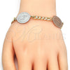 Oro Laminado Fancy Bracelet, Gold Filled Style Elephant Design, Polished, Two Tone, 03.63.2040.07 (05 MM Thickness, 7 Inches Length)