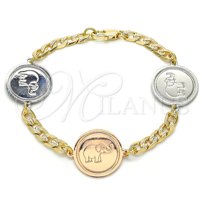 Oro Laminado Fancy Bracelet, Gold Filled Style Elephant Design, Polished, Two Tone, 03.63.2040.07 (05 MM for wholesale, main product view
