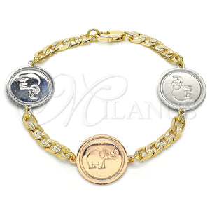 Gold Filled Bracelet — Fancy Bracelet Elephant Design Polished Two Tone 03.63. — main product view — SKU 127143 | Oro Laminado brazalete — elegante Bracelet Elephant diseño pulido Two Tone 03.63. — SKU 127143