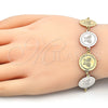Oro Laminado Fancy Bracelet, Gold Filled Style Butterfly Design, Polished, Tricolor, 03.63.2042.07 (15 MM Thickness, 7 Inches Length)