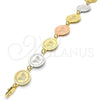 Oro Laminado Fancy Bracelet, Gold Filled Style Butterfly Design, Polished, Tricolor, 03.63.2042.07 (15 MM Thickness, 7 Inches Length)