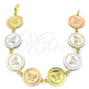 Oro Laminado Fancy Bracelet, Gold Filled Style Butterfly Design, Polished, Tricolor, 03.63.2042.07 (15 MM Thickness, 7 Inches Length)