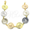 Oro Laminado Fancy Bracelet, Gold Filled Style Dolphin Design, Polished, Tricolor, 03.63.2043.07 (15 MM Thickness, 7 Inches Length)
