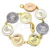Oro Laminado Fancy Bracelet, Gold Filled Style Dolphin Design, Polished, Tricolor, 03.63.2043.07 (15 MM Thickness, 7 Inches Length)