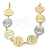 Oro Laminado Fancy Bracelet, Gold Filled Style Owl Design, Polished, Tricolor, 03.63.2044.07 (15 MM Thickness, 7 Inches Length)