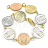 Oro Laminado Fancy Bracelet, Gold Filled Style Owl Design, Polished, Tricolor, 03.63.2044.07 (15 MM Thickness, 7 Inches Length)