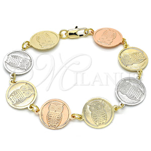 Gold Filled Bracelet — Fancy Bracelet Owl Design Polished Tricolor 03.63. 15 — main product view — SKU 127147 | Oro Laminado brazalete — elegante Bracelet Owl diseño pulido Tricolor 03.63. 15 — SKU 127147