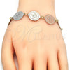 Oro Laminado Fancy Bracelet, Gold Filled Style Bird Design, Polished, Tricolor, 03.63.2045.07 (15 MM Thickness, 7 Inches Length)