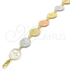 Oro Laminado Fancy Bracelet, Gold Filled Style Bird Design, Polished, Tricolor, 03.63.2045.07 (15 MM Thickness, 7 Inches Length)
