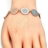 Oro Laminado Fancy Bracelet, Gold Filled Style San Benito Design, Polished, Tricolor, 03.63.2047.07 (15 MM Thickness, 7 Inches Length)