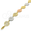 Oro Laminado Fancy Bracelet, Gold Filled Style San Benito Design, Polished, Tricolor, 03.63.2047.07 (15 MM Thickness, 7 Inches Length)