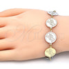 Oro Laminado Fancy Bracelet, Gold Filled Style Cross Design, Polished, Tricolor, 03.63.2048.07 (15 MM Thickness, 7 Inches Length)