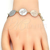 Oro Laminado Fancy Bracelet, Gold Filled Style Cross Design, Polished, Tricolor, 03.63.2048.07 (15 MM Thickness, 7 Inches Length)