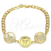 Oro Laminado Fancy Bracelet, Gold Filled Style Butterfly Design, Polished, Golden Finish, 03.63.2049.08 (05 MM Thickness, 8 Inches Length)