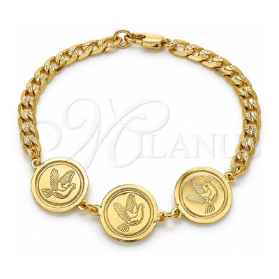 Oro Laminado Fancy Bracelet, Gold Filled Style Bird Design, Polished, Golden Finish, 03.63.2050.08 (05 MM Thickness, 8 Inches Length)