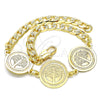 Oro Laminado Fancy Bracelet, Gold Filled Style Tree Design, Polished, Golden Finish, 03.63.2051.08 (05 MM Thickness, 8 Inches Length)