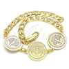 Oro Laminado Fancy Bracelet, Gold Filled Style Tree Design, Polished, Golden Finish, 03.63.2051.08 (05 MM Thickness, 8 Inches Length)