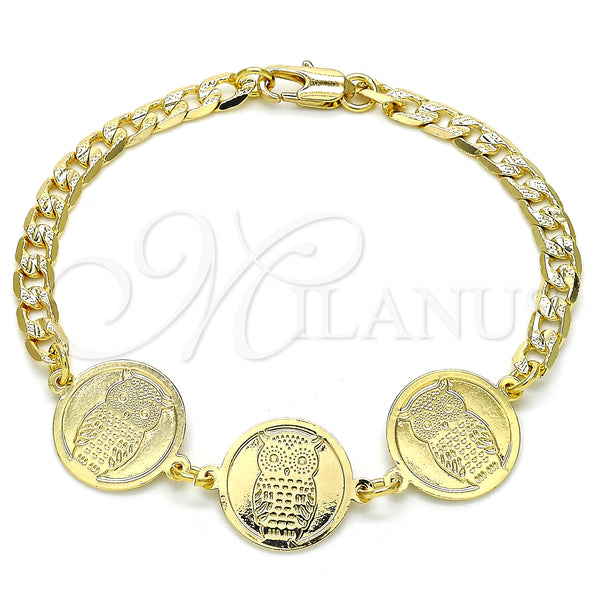 Gold Filled Bracelet — Fancy Bracelet Owl Design Polished 03.63. 05 MM — main product view — SKU 127157 | Oro Laminado brazalete — elegante Bracelet Owl diseño pulido 03.63. 05 MM — SKU 127157