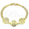 Oro Laminado Fancy Bracelet, Gold Filled Style Owl Design, Polished, Golden Finish, 03.63.2054.08 (05 MM Thickness, 8 Inches Length)