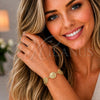 Oro Laminado Fancy Bracelet, Gold Filled Style Cross Design, Polished, Golden Finish, 03.63.2055.08 (05 MM Thickness, 8 Inches Length)