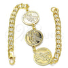 Oro Laminado Fancy Bracelet, Gold Filled Style Cross Design, Polished, Golden Finish, 03.63.2055.08 (05 MM Thickness, 8 Inches Length)
