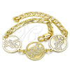 Oro Laminado Fancy Bracelet, Gold Filled Style Cross Design, Polished, Golden Finish, 03.63.2055.08 (05 MM Thickness, 8 Inches Length)