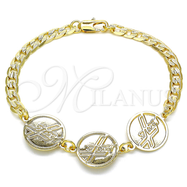Gold Filled Bracelet — Fancy Bracelet Cross Design Polished 03.63. 05 MM — main product view — SKU 127158 | Oro Laminado brazalete — elegante Bracelet cruz diseño pulido 03.63. 05 MM — SKU 127158