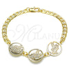 Oro Laminado Fancy Bracelet, Gold Filled Style Cross Design, Polished, Golden Finish, 03.63.2055.08 (05 MM Thickness, 8 Inches Length)