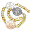 Oro Laminado Fancy Bracelet, Gold Filled Style Bird Design, Polished, Two Tone, 03.63.2056.08 (05 MM Thickness, 8 Inches Length)