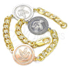 Oro Laminado Fancy Bracelet, Gold Filled Style Bird Design, Polished, Two Tone, 03.63.2056.08 (05 MM Thickness, 8 Inches Length)