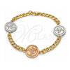 Oro Laminado Fancy Bracelet, Gold Filled Style Bird Design, Polished, Two Tone, 03.63.2056.08 (05 MM Thickness, 8 Inches Length)