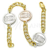 Oro Laminado Fancy Bracelet, Gold Filled Style Owl Design, Polished, Two Tone, 03.63.2057.08 (05 MM Thickness, 8 Inches Length)