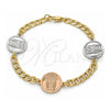Oro Laminado Fancy Bracelet, Gold Filled Style Owl Design, Polished, Two Tone, 03.63.2057.08 (05 MM Thickness, 8 Inches Length)