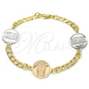 Oro Laminado Fancy Bracelet, Gold Filled Style Owl Design, Polished, Two Tone, 03.63.2057.08 (05 MM Thickness, 8 Inches Length)