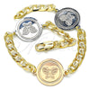 Oro Laminado Fancy Bracelet, Gold Filled Style Butterfly Design, Polished, Two Tone, 03.63.2058.08 (05 MM Thickness, 8 Inches Length)