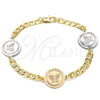 Oro Laminado Fancy Bracelet, Gold Filled Style Butterfly Design, Polished, Two Tone, 03.63.2058.08 (05 MM Thickness, 8 Inches Length)